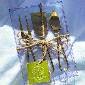 Set of 3: Gold Metal Cheese Knives